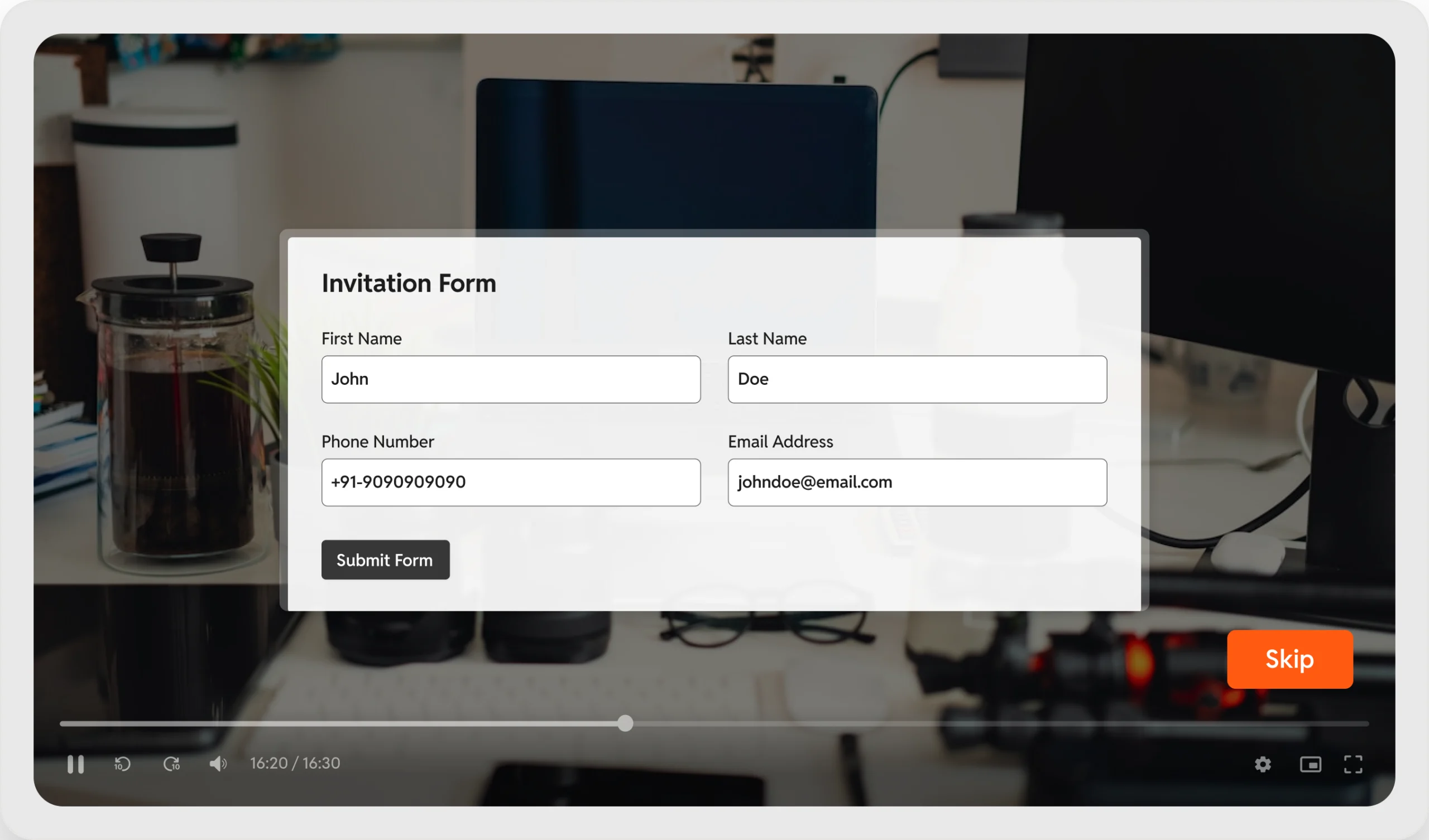 Video marketing Video-Lead-Capture Skippable Forms